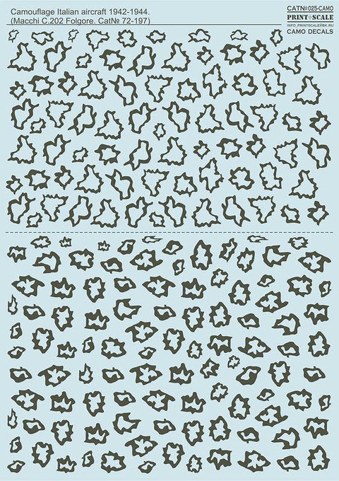 プリントスケール 025-CAMO 1/72 イタリア空軍 カモフラージュ 1942-1944