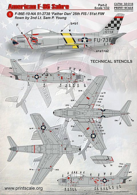プリントスケール 32-018 1/32 F-86E セイバー Part2 コンプリートセット