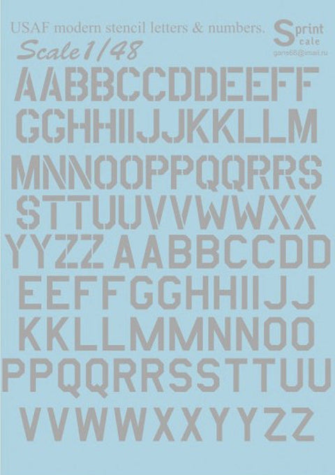プリントスケール 48-004 1/48 現用アメリカ空軍 ステンシルナンバー グレー