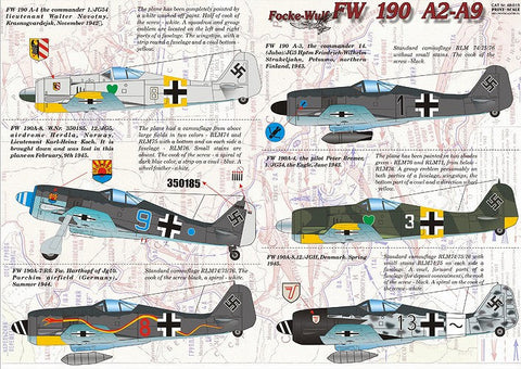 プリントスケール 48-015 1/48 フォッケウルフ 190А2-А9 А コンプリートセット