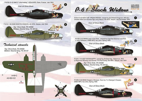 プリントスケール 48-034 1/48 P-61 ブラックウィドー パート1