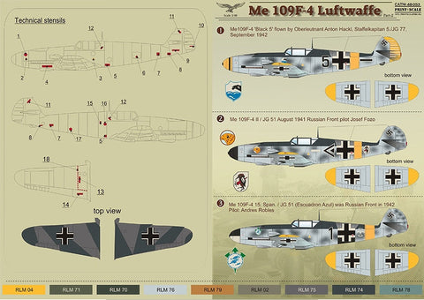 プリントスケール 48-053 1/48 ドイツ空軍 メッサーシュミット Me-109 F-4 Part 2