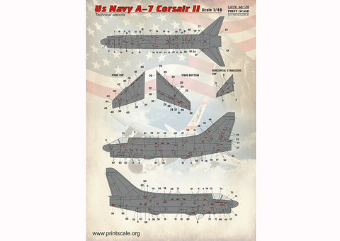 プリントスケール 48-128 1/48 LTV A-7 コルセアII テクニカルステンシル