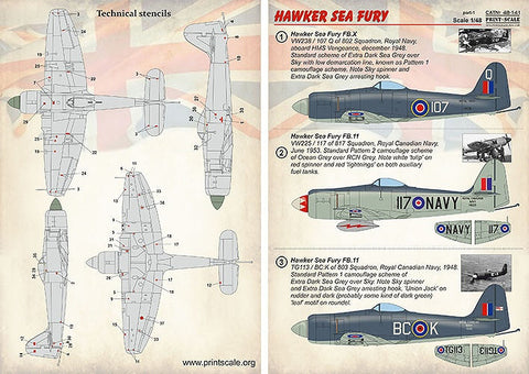 プリントスケール 48-141 1/48 ホーカー シーフューリー Part.1 コンプリートセット