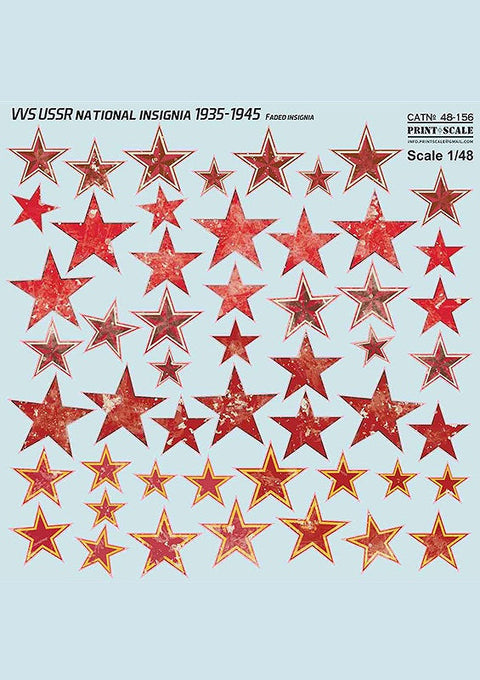 プリントスケール 48-156 1/48 ソ連空軍 VVS 退色 インシグニア 1935-1945