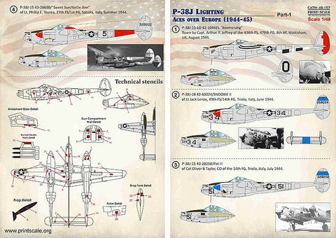 プリントスケール 48-157 1/48 P-38J ライトニング エース ヨーロッパ(1944-45) Part1