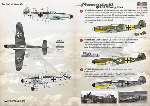 プリントスケール 48-162 1/48 Bf109G 高空のエース