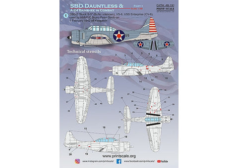 プリントスケール 48-191 1/48 SBD ドーントレス・A-24 バンシー Part1