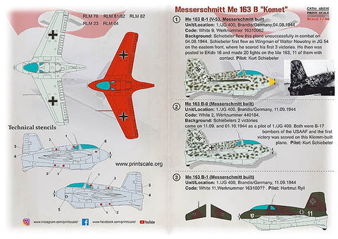 プリントスケール 48-216 1/48 メッサーシュミット ME-163 B コメット