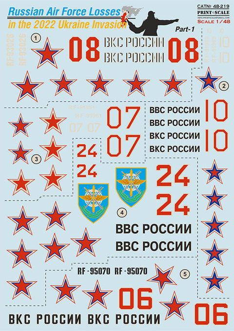 プリントスケール 48-219 1/48 ウクライナ侵攻 撃墜されたロシア空軍機 2022年 Part 1