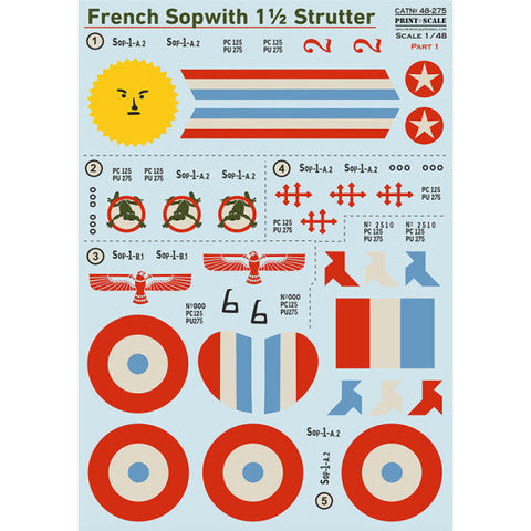 プリントスケール 48-275 1/48 ソッピース 1? ストラッター デカール パート1