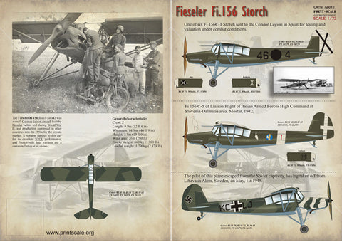 プリントスケール 72-010 1/72 フィーゼラー FI.156 シュトルヒ