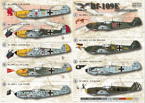 プリントスケール 72-021 1/72 メッサーシュミット Me-109 E