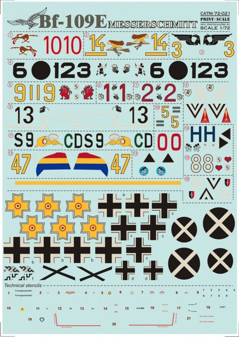 プリントスケール 72-021 1/72 メッサーシュミット Me-109 E