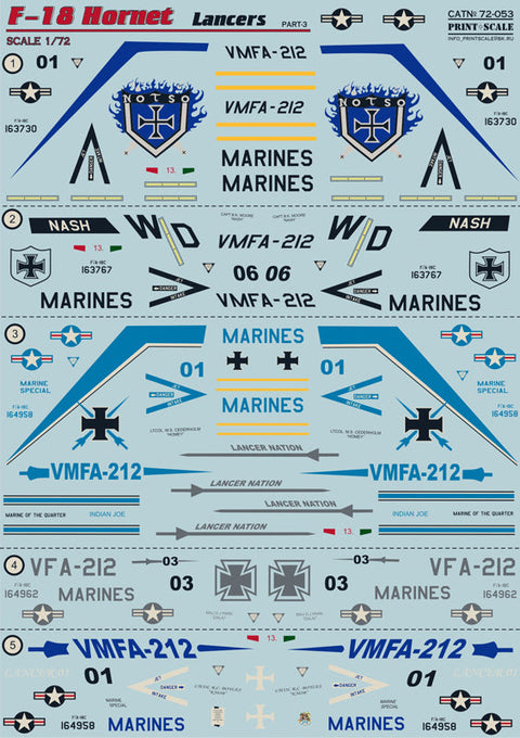 プリントスケール 72-053 1/72 F-18 ホーネット Part 3 コンプリートセット