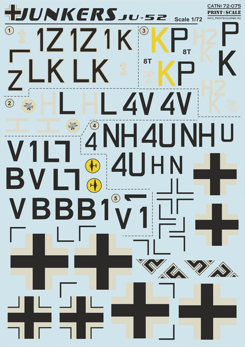 プリントスケール 72-075 1/72 ユンカース JU-52