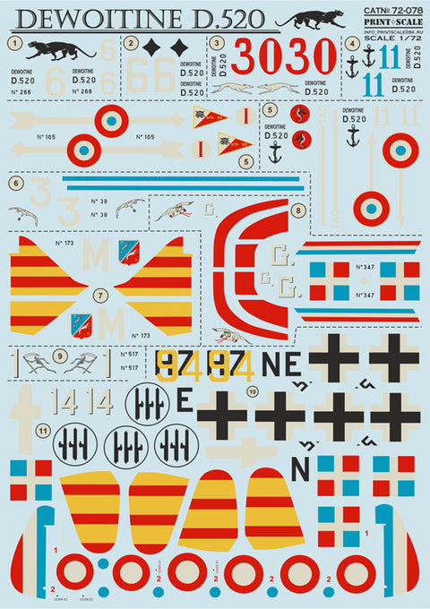 プリントスケール 72-078 1/72 デヴォアティーヌ D.520