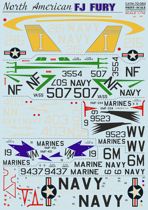 プリントスケール 72-083 1/72 ノースアメリカン FJ-1 フューリー