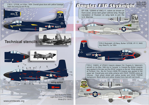 プリントスケール 72-087 1/72 ダグラス F3D スカイナイト