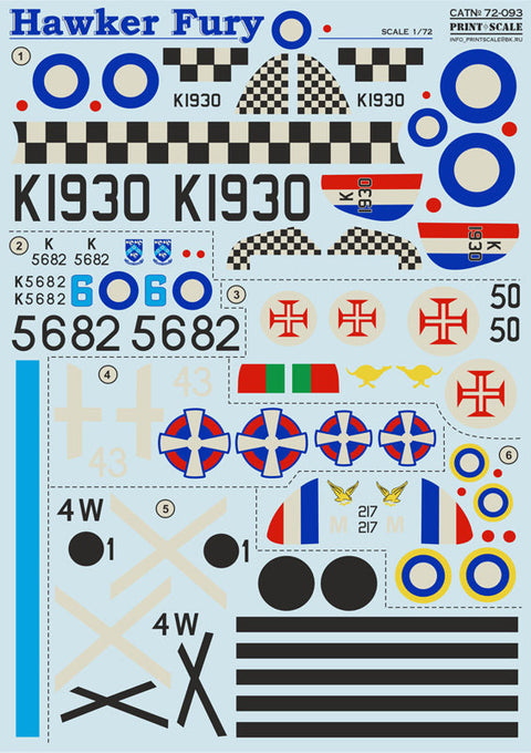 プリントスケール 72-093 1/72 ホーカー フューリー