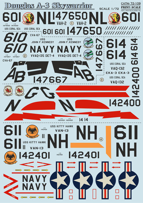 プリントスケール 72-109 1/72 ダグラス A-3 スカイウォリアー