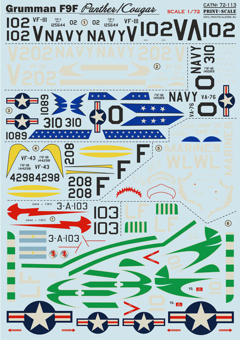 プリントスケール 72-113 1/72 グラマンF9Fパンサー