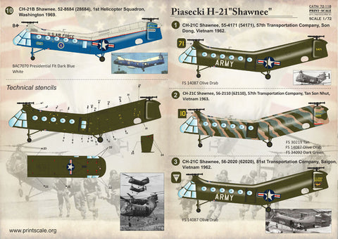 プリントスケール 72-118 1/72 パイアセッキH-21ショーニー