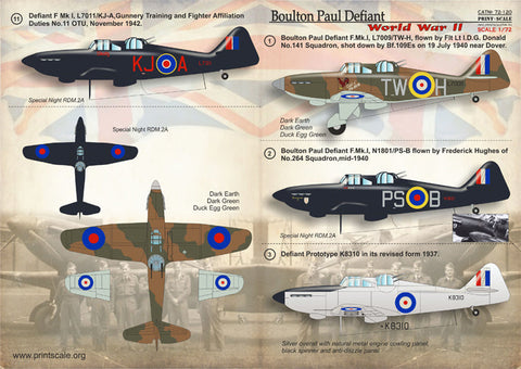 プリントスケール 72-120 1/72 ボールトン ポール デファイアント