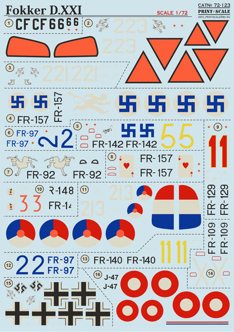 プリントスケール 72-123 1/72 フォッカー D.XXI