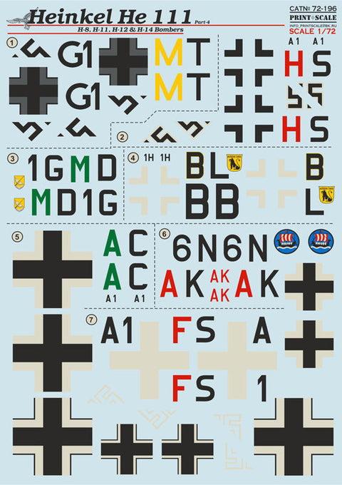 プリントスケール 72-196 1/72 ハインケル He-111 Part 4