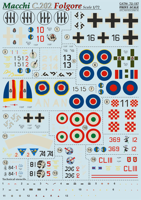 プリントスケール 72-197 1/72 マッキ C.202 フォルゴア