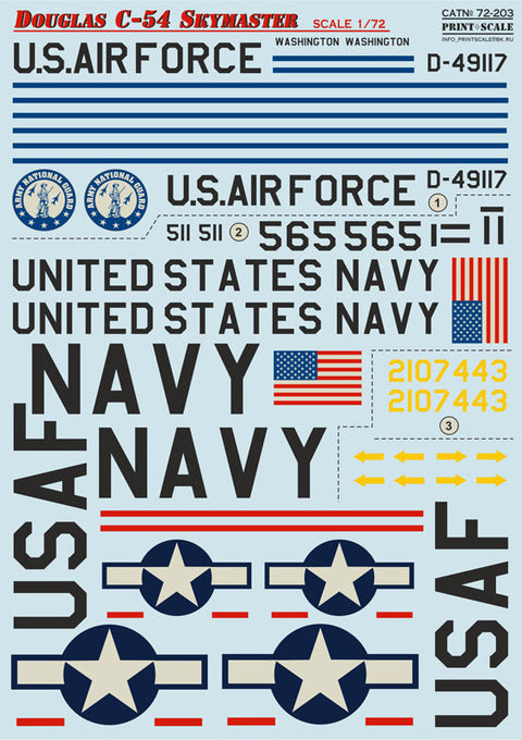 プリントスケール 72-203 1/72 ダグラス C-54 スカイマスター