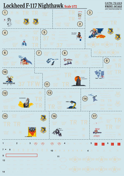 プリントスケール 72-223 1/72 ロッキード F-117 ナイトホーク