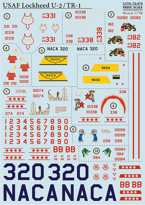 プリントスケール 72-475 1/72 ロッキード U-2/TR-1 コンプリートセット