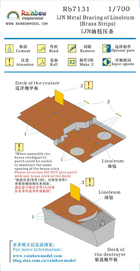 レインボーモデル Rb7131 1/700 日本海軍 艦艇用 リノリウム押さえ