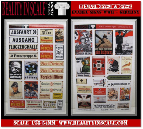 リアリティインスケール 35229 1/35 WWII エナメル サイン - ドイツ セット 2 - 19 枚のサイン