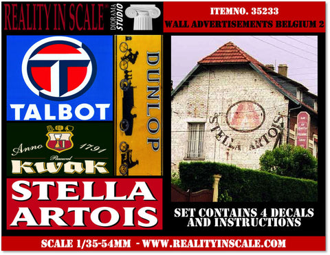 リアリティインスケール 35233 1/35 壁面広告デカール 1930 年代 - 1950 年代 - ベルギー セット 2 - 4