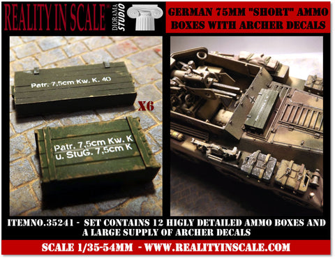 リアリティインスケール 35241 1/35 ドイツ 75mm 弾薬箱(小) 12個 デカール付き