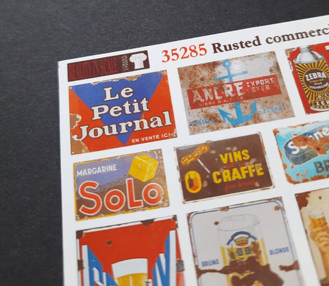 リアリティインスケール 35285 1/35 錆びた商業用サイン - フランス セット 1 - シート 10x14cm