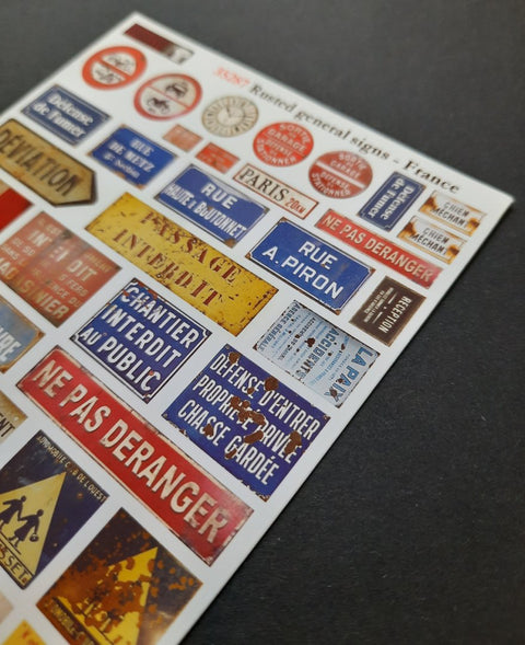 リアリティインスケール 35287 1/35 錆びた一般サイン - フランス - シート 10x14cm