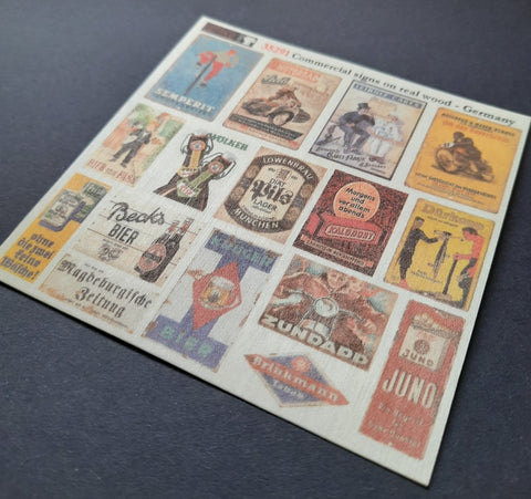 リアリティインスケール 35291 1/35 本物の木材の商業用サイン - ドイツ - シート 9.5x10cm