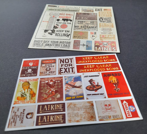 リアリティインスケール 35302 1/35 木製で錆びたサイン 第二次世界大戦 アメリカ - シート 9.5x10cm