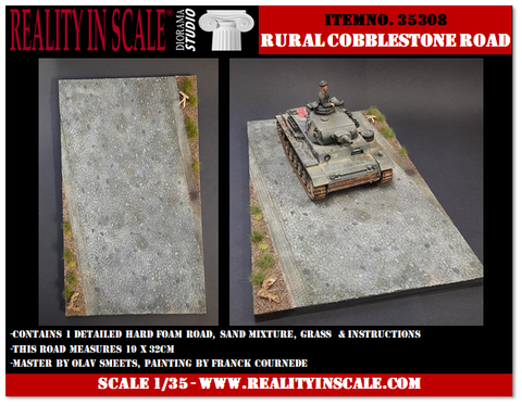 リアリティインスケール 35308 1/35 田舎の石畳の道とスペシャルスキャッターと芝生 - 19 x