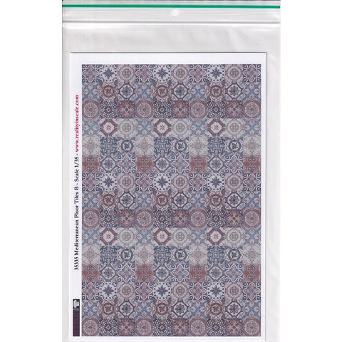 リアリティインスケール 35335 1/35 地中海フロアタイル B - A5 シート 15 x 20cm
