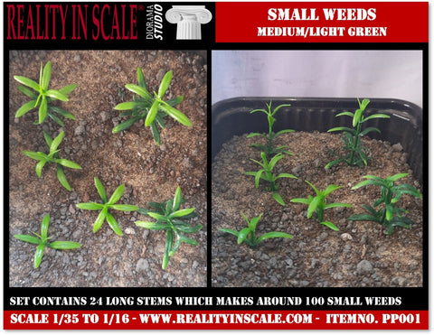 リアリティインスケール PP001 1/35 小さな雑草 中/薄緑 - プラスチック製植物