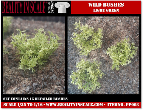 リアリティインスケール PP003 1/35 野生の茂み 薄緑 - プラスチック製植物