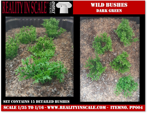 リアリティインスケール PP004 1/35 野生の茂み 濃い緑 - プラスチック製植物