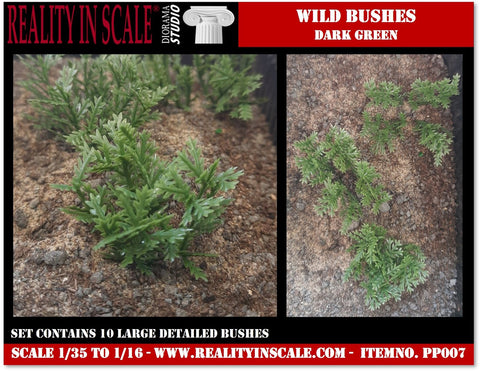 リアリティインスケール PP007 1/35 野生の茂み 濃緑 - プラスチック製植物