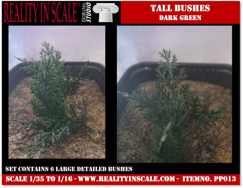 リアリティインスケール PP013 1/35 背の高い濃い緑の茂み - プラスチック製植物
