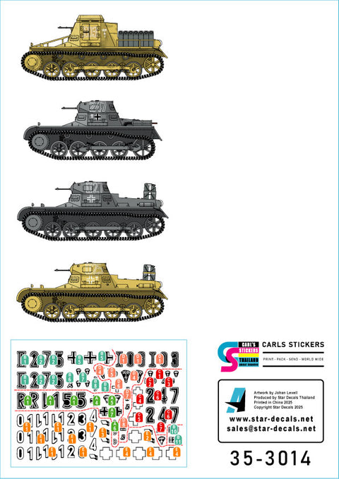 スターデカール 35-3014 1/35 タイガーIとI号戦車. 北アフリカ戦線. タイガーI初期型. I号戦車A・B型, 火炎放射戦車, 指揮戦車.